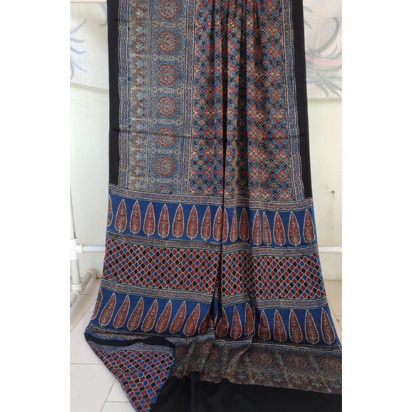 Ajrakh Block print Saree 